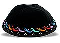 Kippa en velours pour enfant - vagues colorees