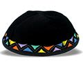 Kippa en velours pour enfant - triangles multicolores