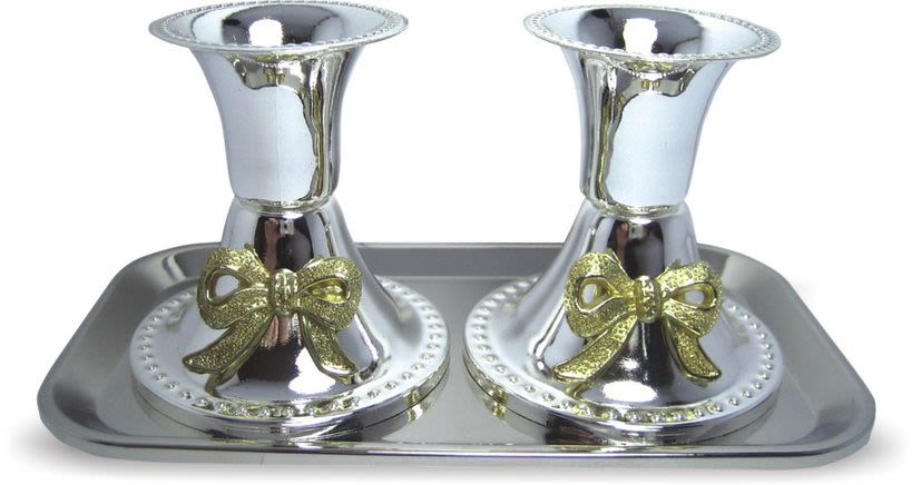 Juego de candelabros con bandeja