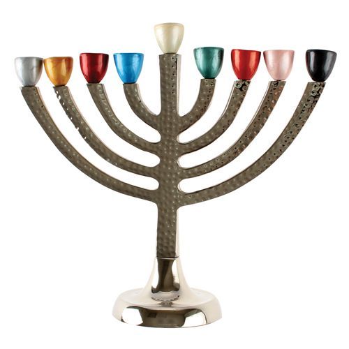 חנוכיה אלומיניום קנים צבעוניים