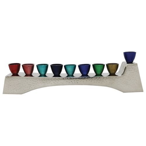 חנוכיה קנים צבעוניים, אלומיניום מרוקע