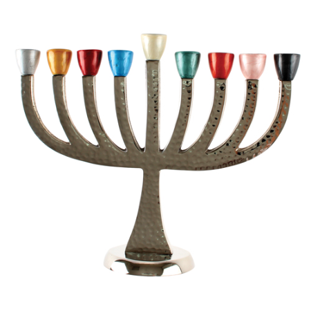 חנוכייה אלומיניום מרוקע קנים צבעוניים