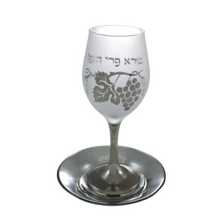 גביע קידוש שילוב זכוכית כסף ושקוף