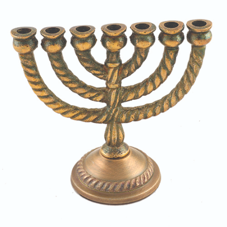 Seven-branch menorah with an aluminum pewter finish