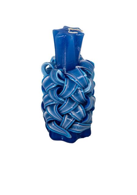 Uniquely Carved Havdalah Candle - Blue and Azure