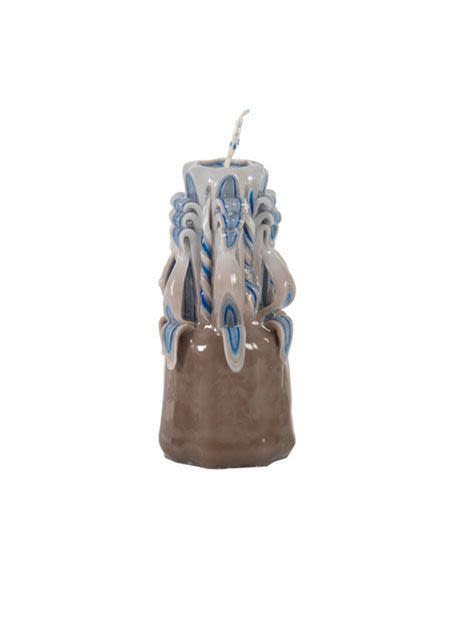 Uniquely Carved Havdalah Candle - Light Brown and Cream Tones