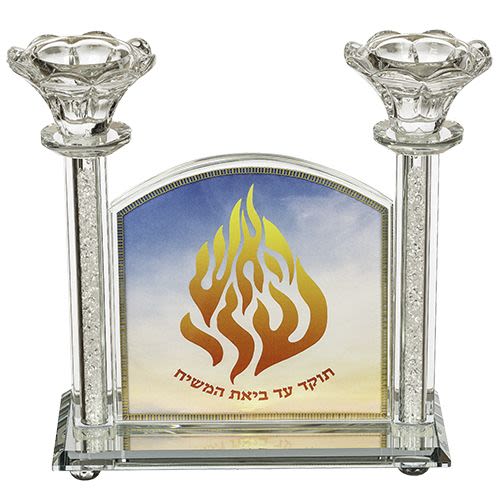 Decorative Crystal Candle Sticks with Picture of "My Fire"