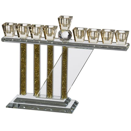 חנוכיה קריסטל מהודרת זהב