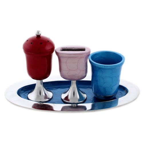 סט הבדלה צבעוני מהודר, אלומיניום