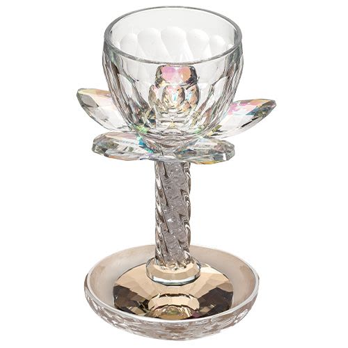 Crystal Kiddush Cup with Flower Base