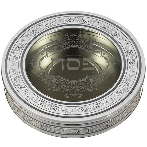 קופסת פח עגולה פסח גוון לבן 34 ס"מ