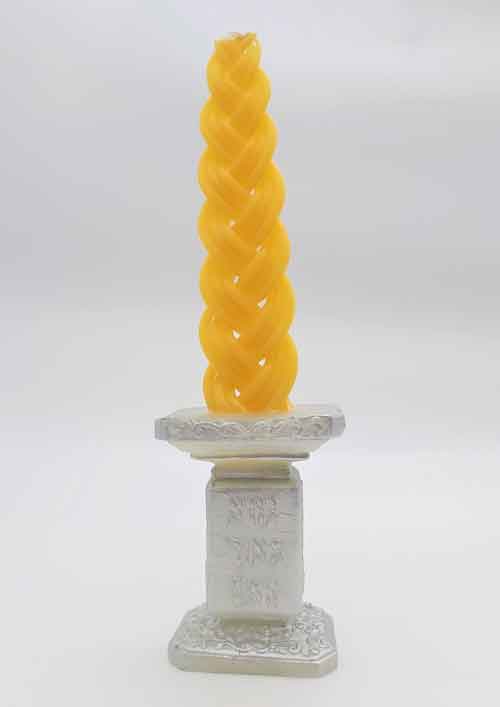 Decorative Golden Havdalah Candle with Silver-Colored Stand
