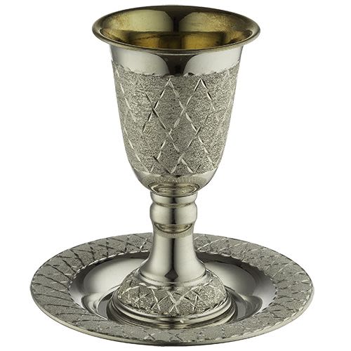 גביע קידוש מהודר ציפוי כסף טהור 925 עם רגל ותחתית