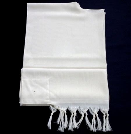 טלית קטן לבן פתיל דק - מידה 5