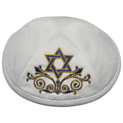 כיפה אולטרא סוויד לבן "מגן דוד"