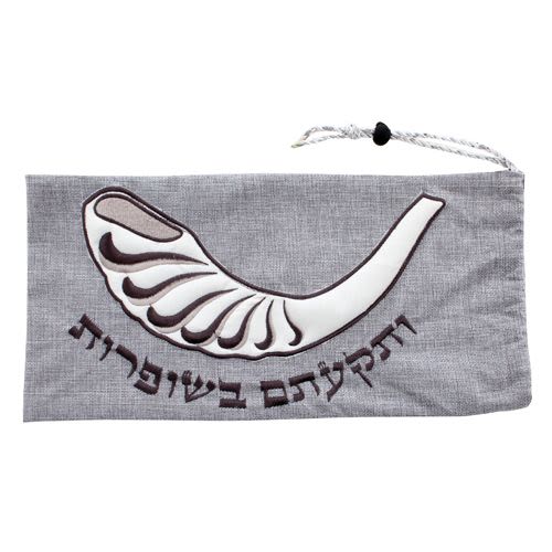 Cloth Bag for Shofar with Embroidered "And You Blew the Shofars"