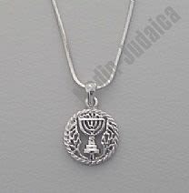 שרשרת תליון עגול עם מנורה, צבע כסף