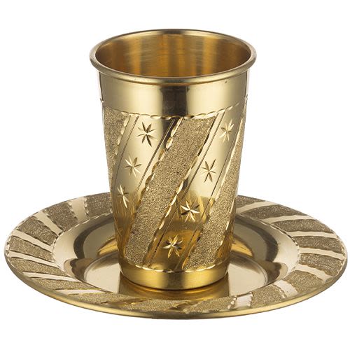 Kiddush Cup and Saucer,  Pure gold plated