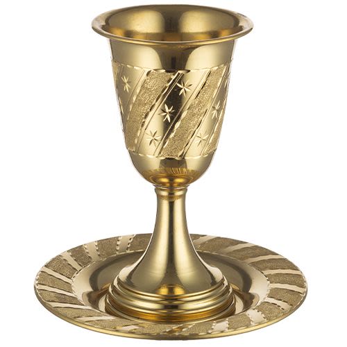 Kiddush Cup  and Saucer and Stem, Golden Color